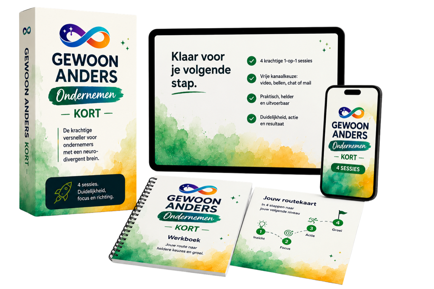 Gewoon Anders Ondernemen Kort: vier sessies met werkboek en routekaart